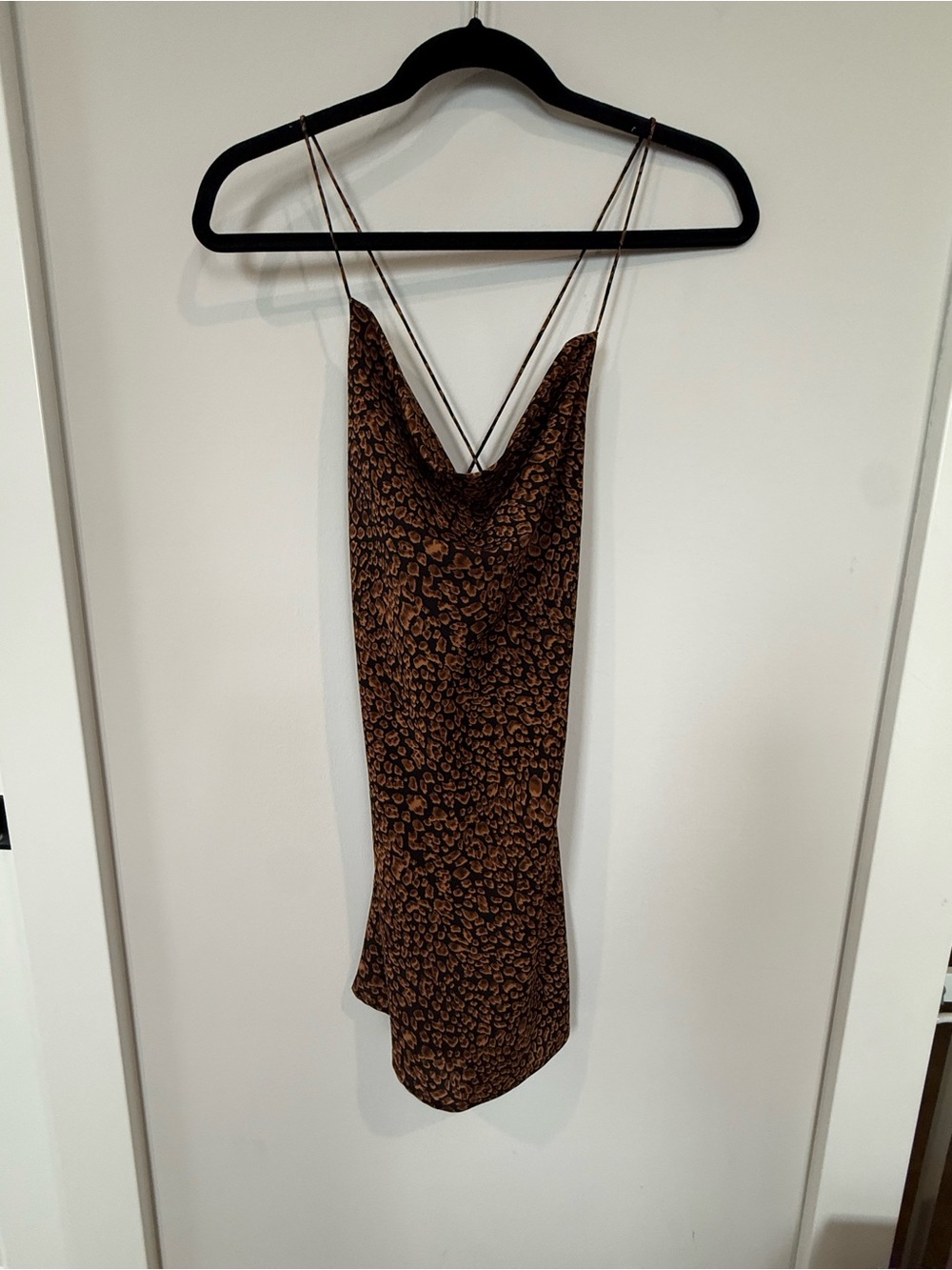 MAJORELLE Brown Leopard-Print Mini Slip Dress